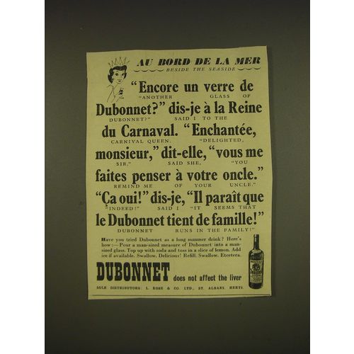 1955 Dubonnet Aperitif Ad - Au bord de la mer
