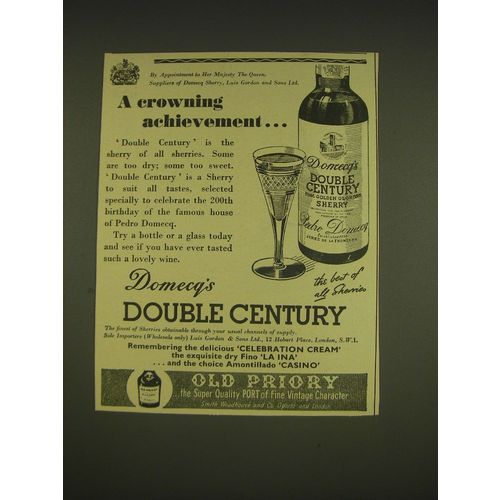 1963 Domecq's Double Century Sherry Ad - A crowning achievement