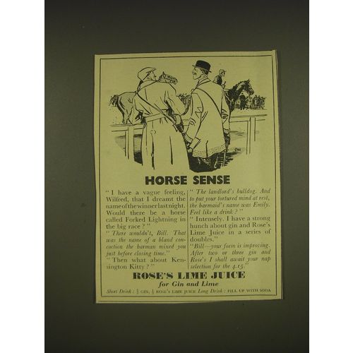 1955 Rose's Lime Juice Ad - Horse sense