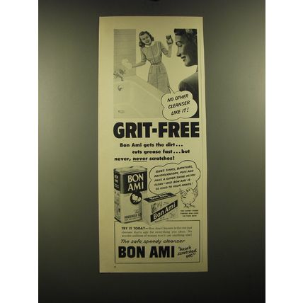 1951 Bon Ami Cleanser Ad - No other cleanser like it! Grit-Free