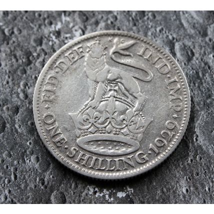 1929 George V 50% Silver Shilling 1/- British English LQ