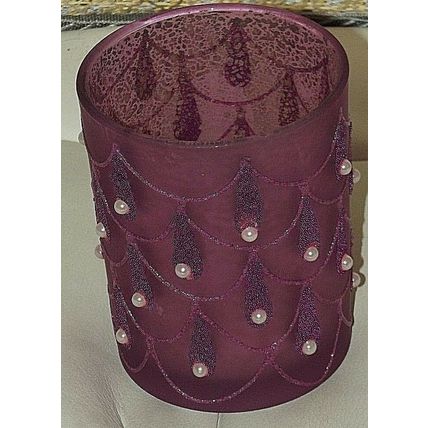 PINK WINTER WONDERLAND* Boxed 12cm PINK GLASS COLUMN CANDLE HOLDER / VASE