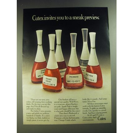 1974 Cutex Nail Polish Ad - Cutex invites you to a sneak preview