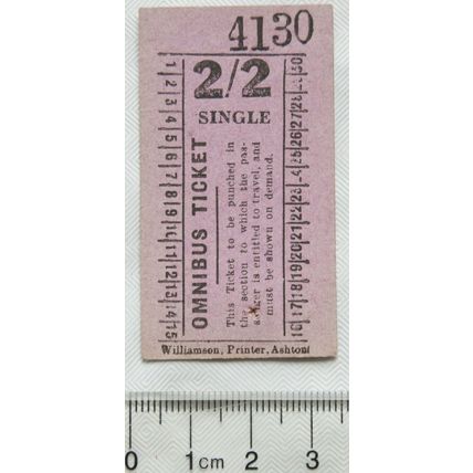 Vintage: 2/2 single omnibus ticket, Williamson, Ashton