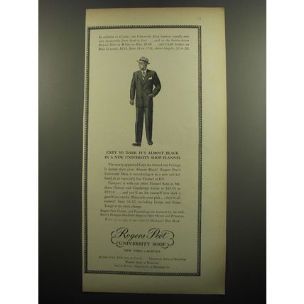 1951 Rogers Peet Grey Flannel Suit Ad - Grey so dark it's almost black
