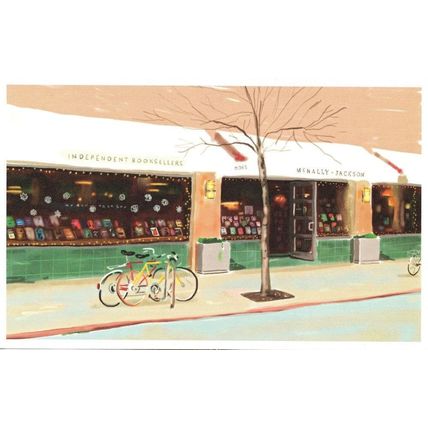 Bicycle at McNally Jackson New York City Book Shop Oil Painting Postcard