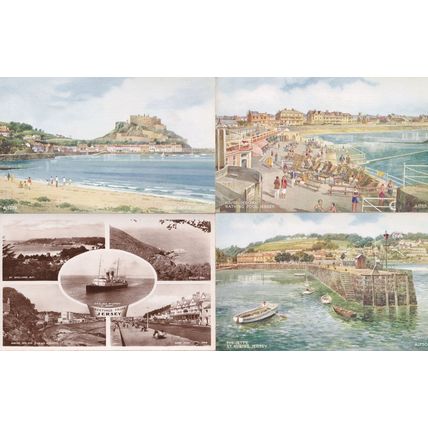 Jersey Bathing Pool Boats Swimming Bay 4x Old Postcard s