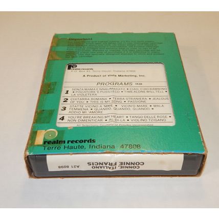 Connie Francis Connie Italiano 8-Track Tape Cartridge A21 8098 1978