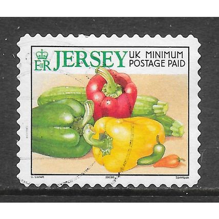 JERSEY 2003 DIE CUT PEPPERS RED GREEN CAPISCUM COURGETTE UK RATE USED SG