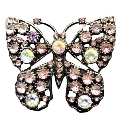 1 5/8 inch Butterfly Light Purple Rhinestone Brooch Pin (DM1)