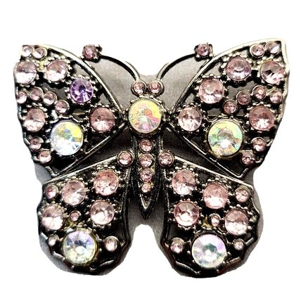1 5/8 inch Butterfly Light Purple Rhinestone Brooch Pin (DM1)