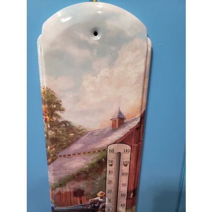 "Thomas Kinkade Summer Farm" - Retro Large Metal Thermometer - Indoor/Outdoor