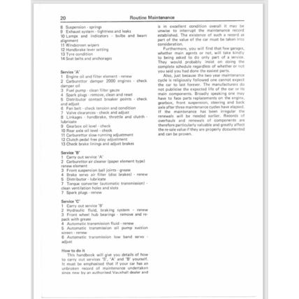 Vauxhall Victor FD Owners Maintenance Handbook 1973 900550767 PDF