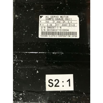 YASKAWA SGMPS-08A2E-HG11 AC SERVO MOTOR,W-750,200V,5.4A,3000RPM (WIRE DAMAGE),SO