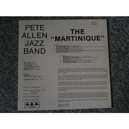 Pete Allen Jazz Band – The Martinique (ARB831) 1983 (LP)
