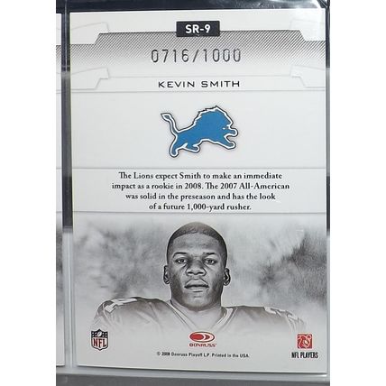 2008 Rookies & Stars KEVIN SMITH (Lions) Studio RC #SR-9 716/1000