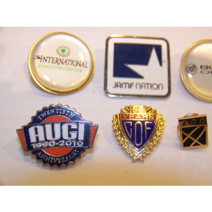 MIXED LOT OF HAT PINS - ROCKIES FIRE BUICK OPEN CASTLE PINES GOLF AUGI JAMF GOF+