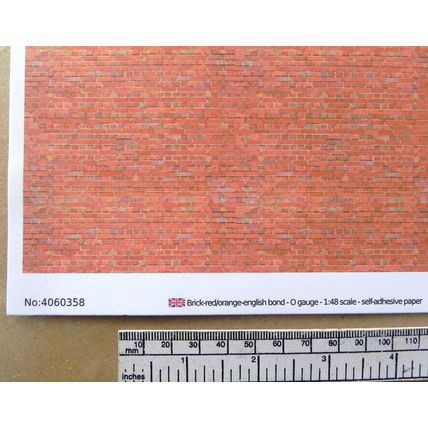 Papier autocollant rouge/orange brique pour O gauge - échelle 1:48 - feuille A4