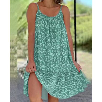 Floral Dress Womens Holiday Sleeveless Summer Sundress UK Plus Size Swing Ladies