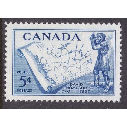 Canada 1957 David Thompson 5c Mint No Gum SG 496 VGC