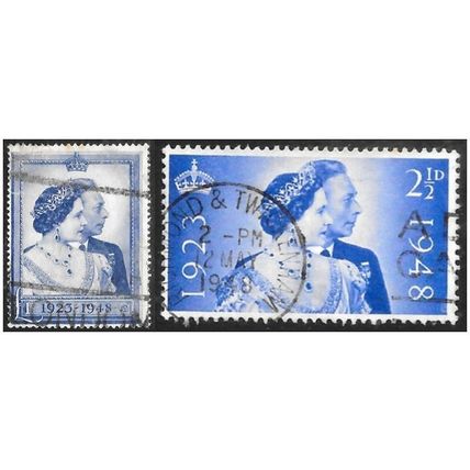 1948 KGVI Silver Wedding SG 493-494 Used C5-