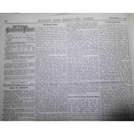 Mining and Scientific Press Feb 5, 1876. Fairbanks; Swindling Mining companies
