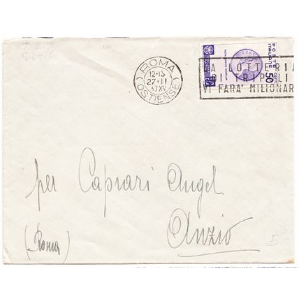 ITALY cover Postmark Roma Ostiense, 27 Feb. 1937 - Sass. No. 401