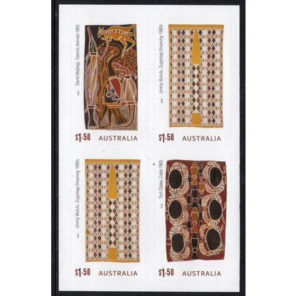 AUSTRALIA: 2025 BARK PAINTINGS OF ARNHEM LAND, BOOKLET PAGE OF 4 SELF-ADHESIVES.