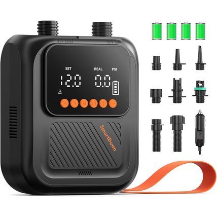 Rechargeable Paddle Board Pump, 2025 Portable SUP Air Pump with Dual Stage Infla