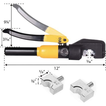 10 Tons Hydraulic Crimping Tool Battery Cable Lug Terminal Crimper with 9 Pairs