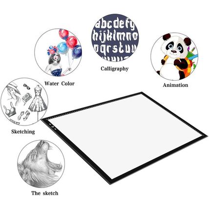 HSK A2 Artist Tracing Light Box Copy Table 12V2A Adapter Dimmerable 5000 Lux Loc