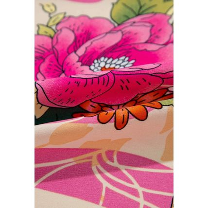 Pink Floral Allover Print Open Front Belted Duster Kimono