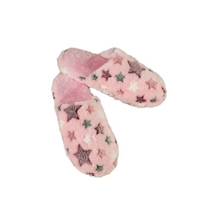 Pink Star Pattern Plush Home Slippers