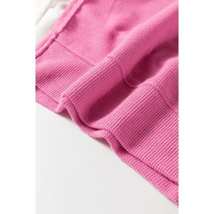 Sachet Pink Exposed Seam Striped Color Block Patchwork Long Sleeve Top