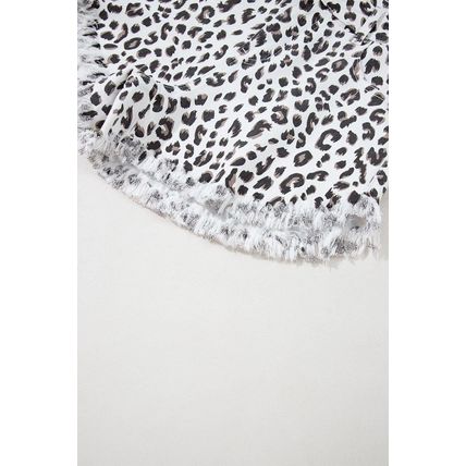 White Leopard Frayed Hem Denim Shorts
