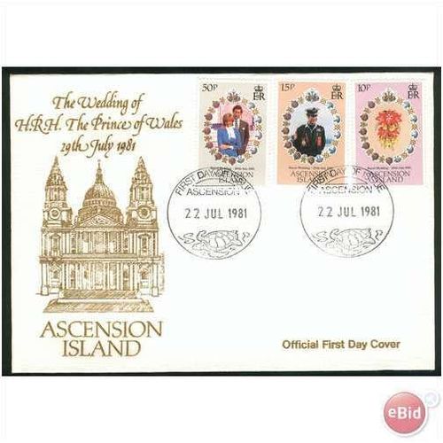 Ascension FDC 1981 - SG 302-304 - Marriage Of Charles & Diana