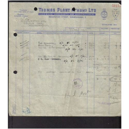 THOMAS PLANT LTD, EDGBASTON ST, BIRMINGHAM, 5AUG53