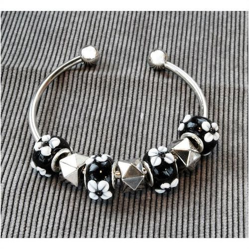 Flower Charm European Beads Silver Plated Bracelet Bangle Jewellery 1904