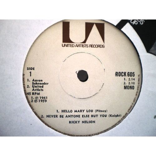 RICKY NELSON- HELLO MARY LOU-UK EP-1972-EX - MONO-4 SONGS-