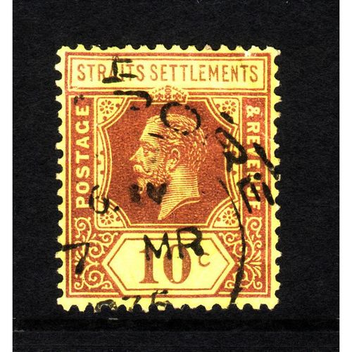 MALAYA STRAITS SETTLEMENTS 1932 SG 231b 10c PURPLE / PALE YELLOW FINE USED#4