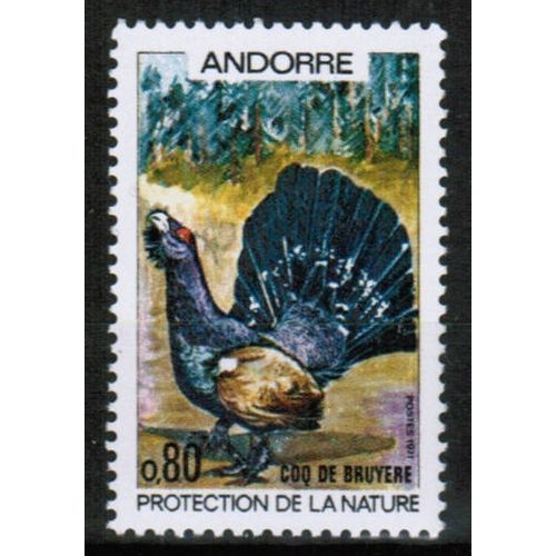 1971 Andorra (Fr) - Bird (Capercaillie) - Sc# 203 Mint NH