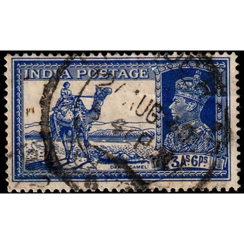 India 1937 King George VI Dak Camel 3As6Ps Used Stamp.