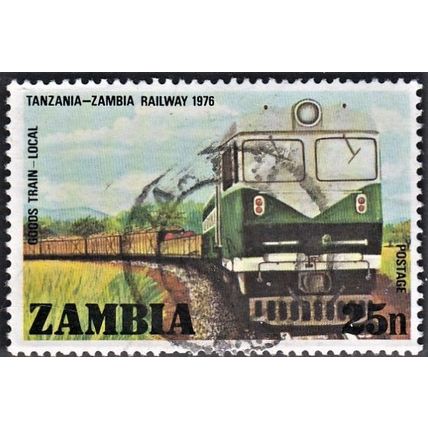 ZAMBIA, 1976 25n Goods Train, SG256 (Scott #165), used