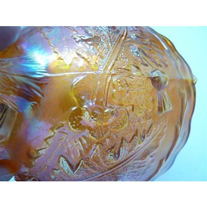 Fine Vintage 1940s Pressed Carnival Glass Marigold Bowl, Iridescent, D 14 cm