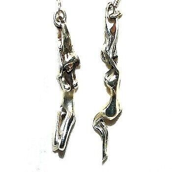 Sterling Silver Exotic Wispy Genie Rising Dangle Earrings
