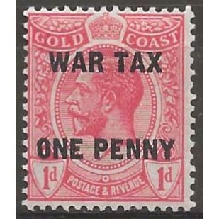 Gold Coast 1918 SG85 1d on 1d WAR TAX Mounted Mint . .
