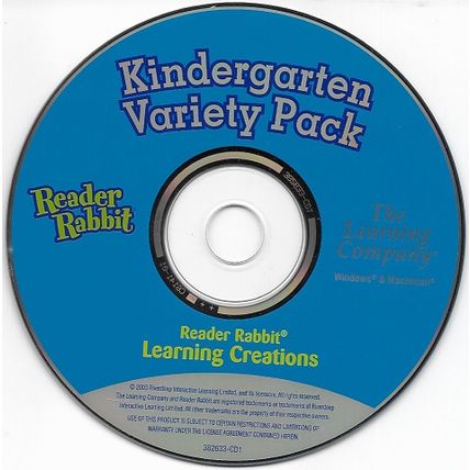 The Learning Company Kindergarten Variety Pack Reader Rabbit 3 CD Set