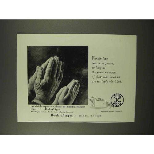 1956 Rock of Ages Memorials Ad - Love Can Never Perish