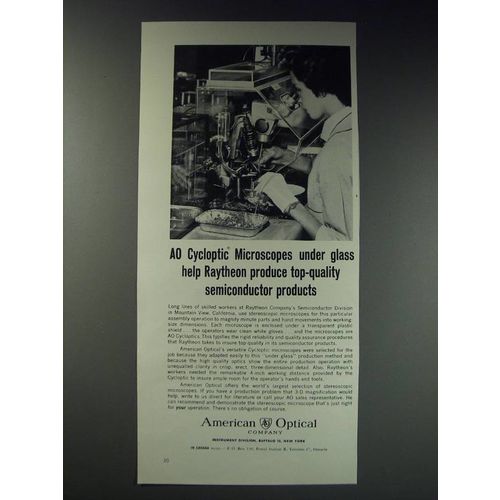 1963 American Optical Cycloptic Microscopes Ad - Under Glass