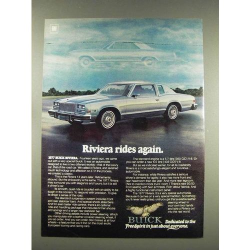 1977 Buick Riviera Car Ad - Riviera Rides Again